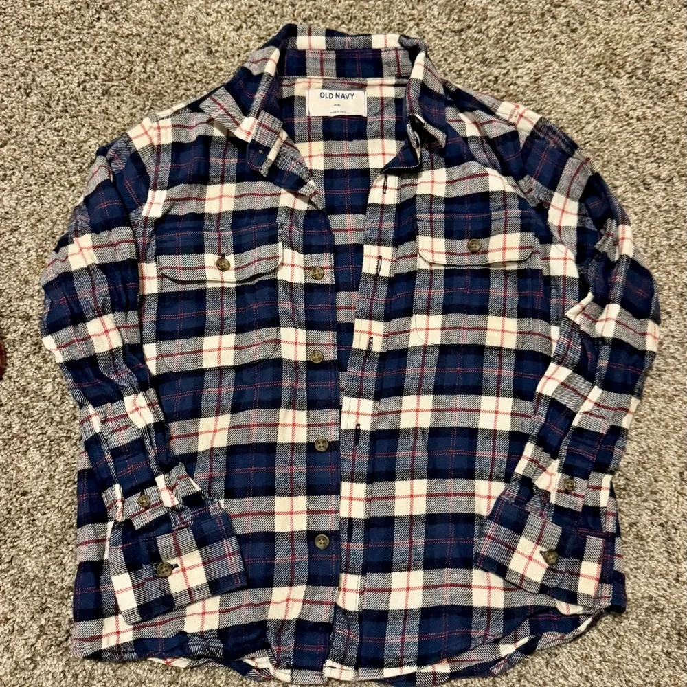 Old Navy Kids Plaid Button Down Shirts - Red and Navy
